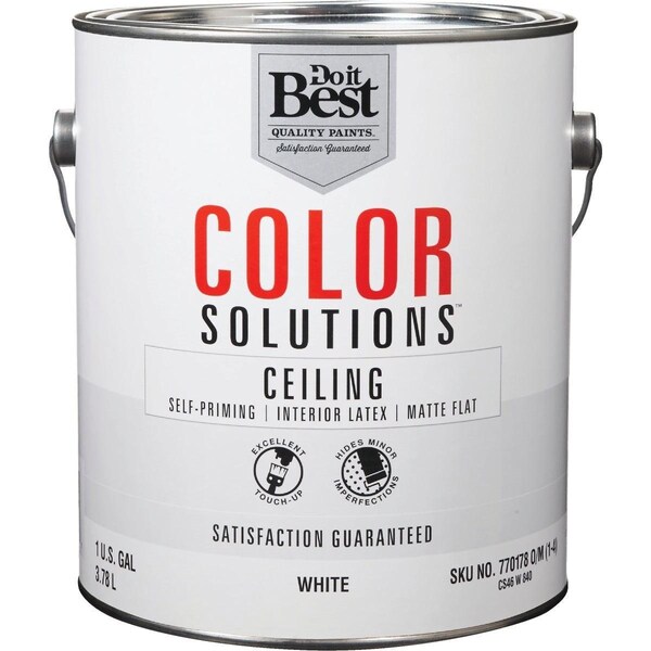 All-Source Color Solutions Latex Self-Priming Flat Ceiling Paint, White, 1 Gal. CS46W0840-16 - main
